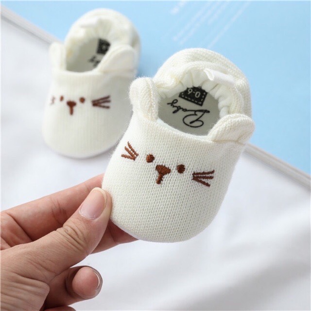 Giày tập đi vải len hình chuột cho bé