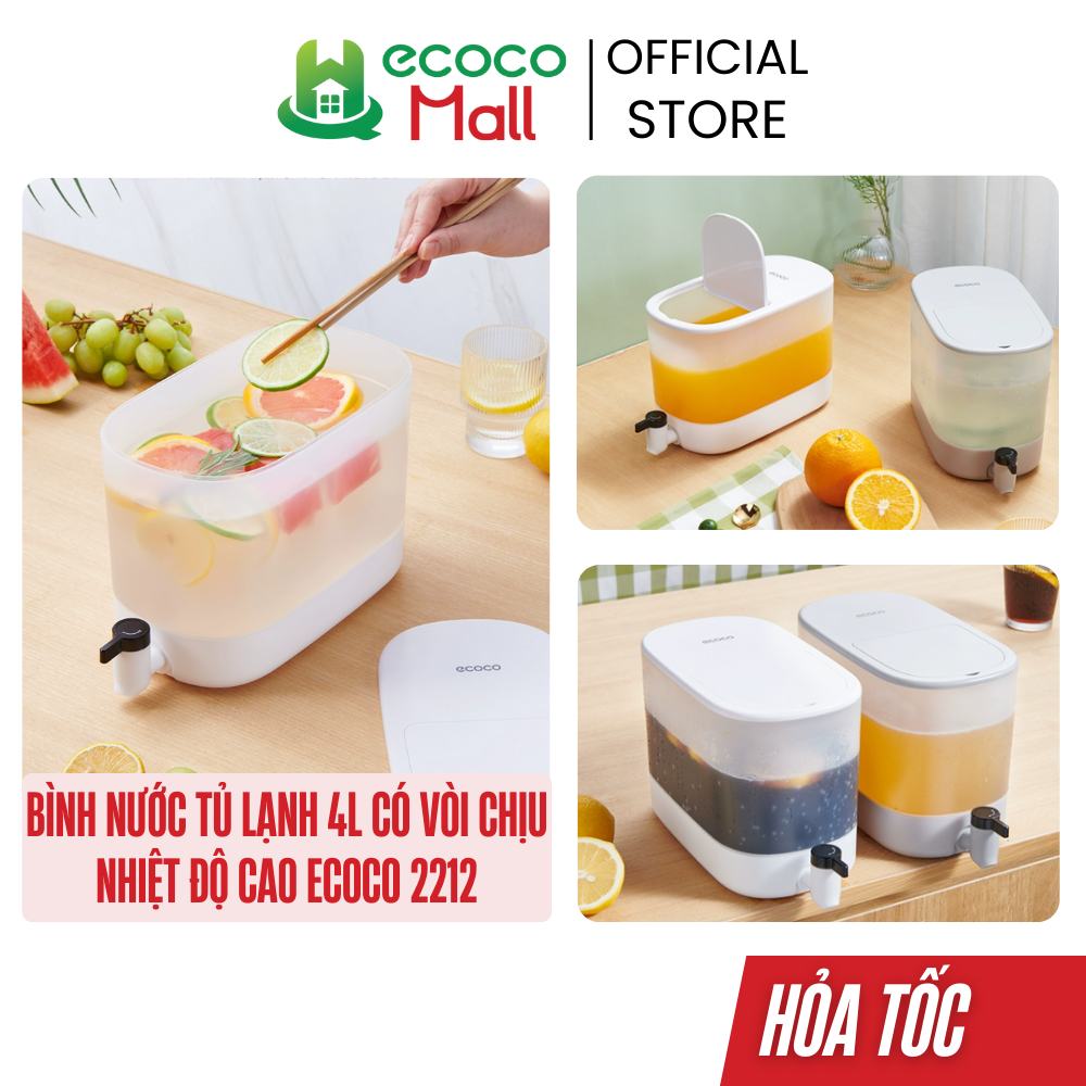 Bình nước tủ lạnh ECOCO 4L có vòi chịu nhiệt độ cao | Bình đựng nước ép, trái cây cao cấp tiện dụng 2212