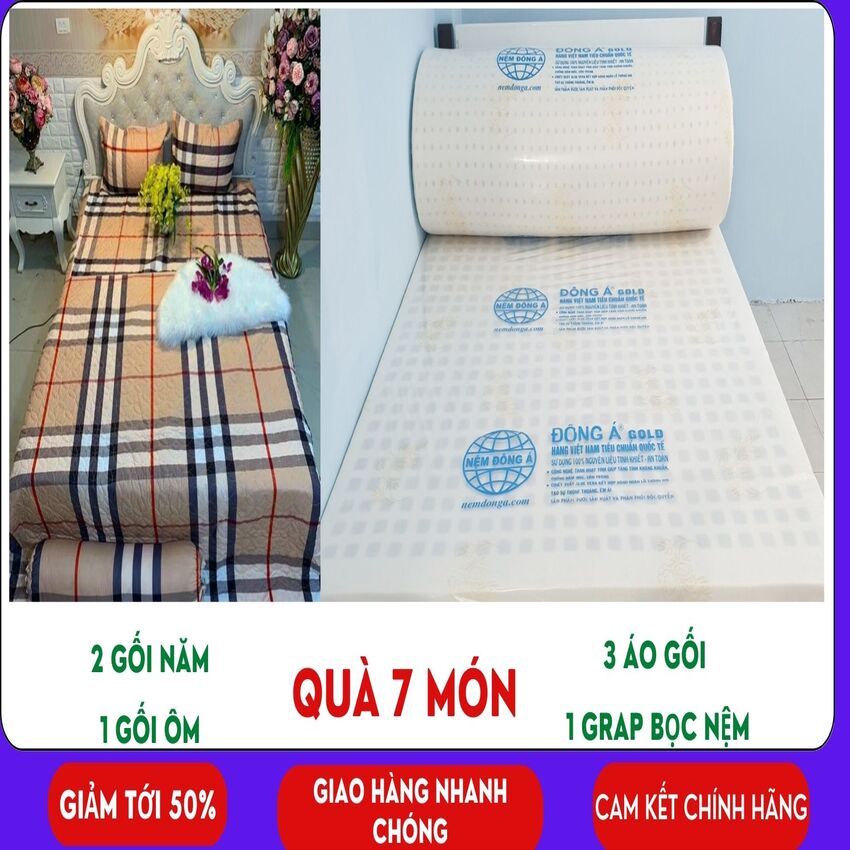 [HCM]Nệm cao su cao cấp đông á gold 1m8 x 2m x15cm  quà 7 món