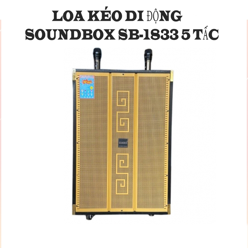 Loa kéo di động soundbox sb-1833 5 tấc - loa kéo 5 tấc công suất lớn, tặng kèm 2 micro không dây, suất lên tới 800w, bass 5 tấc, hất lượng âm thanh tuyệt hảo, điều chỉnh âm thanh bass, treble, thời lượng sử dụng 4 - 8h