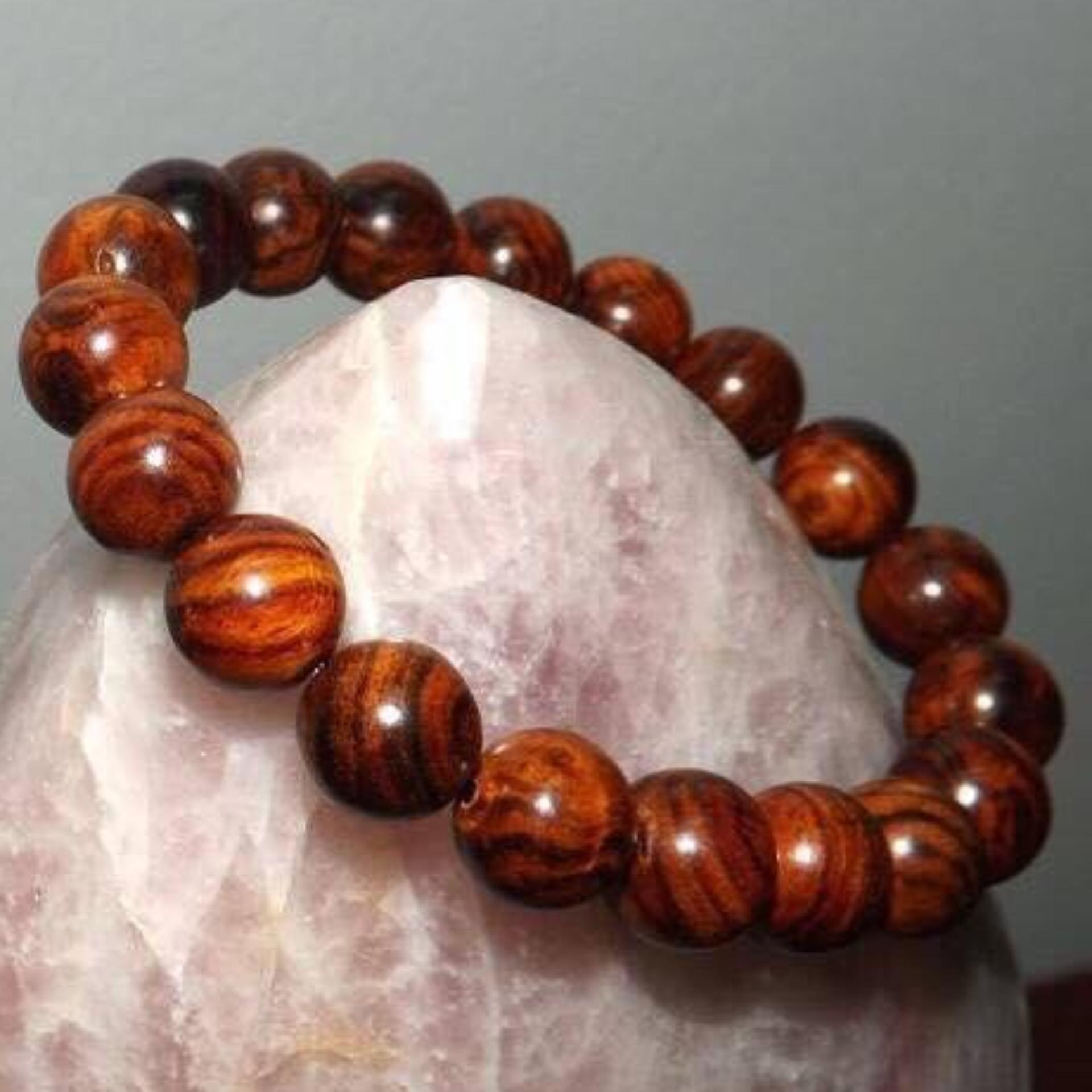 Vòng tay gỗ sưa đỏ tự nhiên 10mm- Vòng tay may mắn tài lộc-Trang sức phong thủy+hộp đựng cao cấp