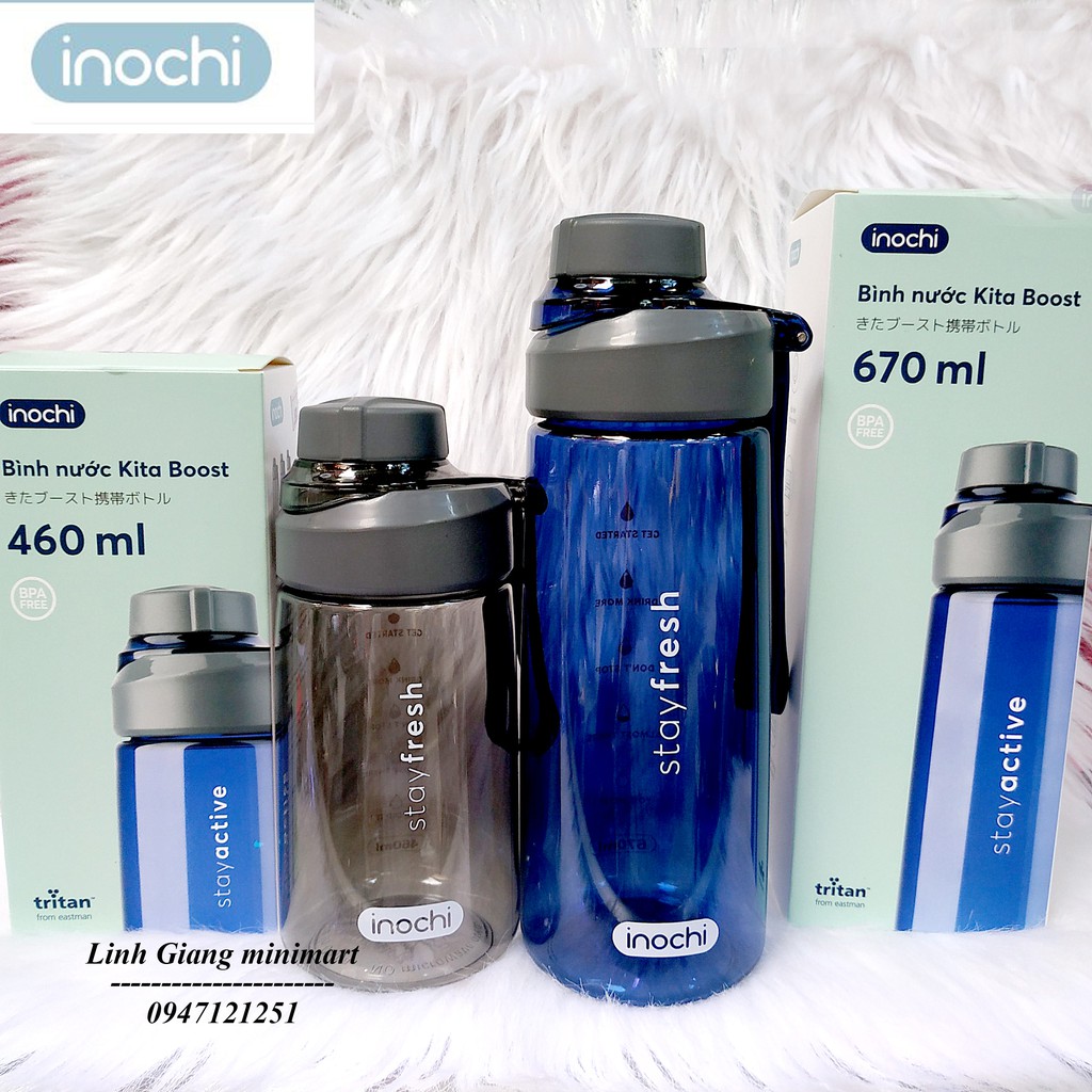 Bình nước Inochi chịu nhiệt Kita Boost 460ml 670ml Bình nước Nhật Gia dụng nhật