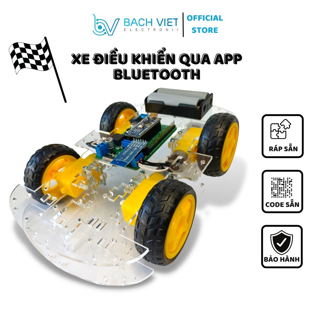 khung xe robot 4 bánh - Xe 4 Bánh Điều Khiển qua Bluetooth dùng arduino
