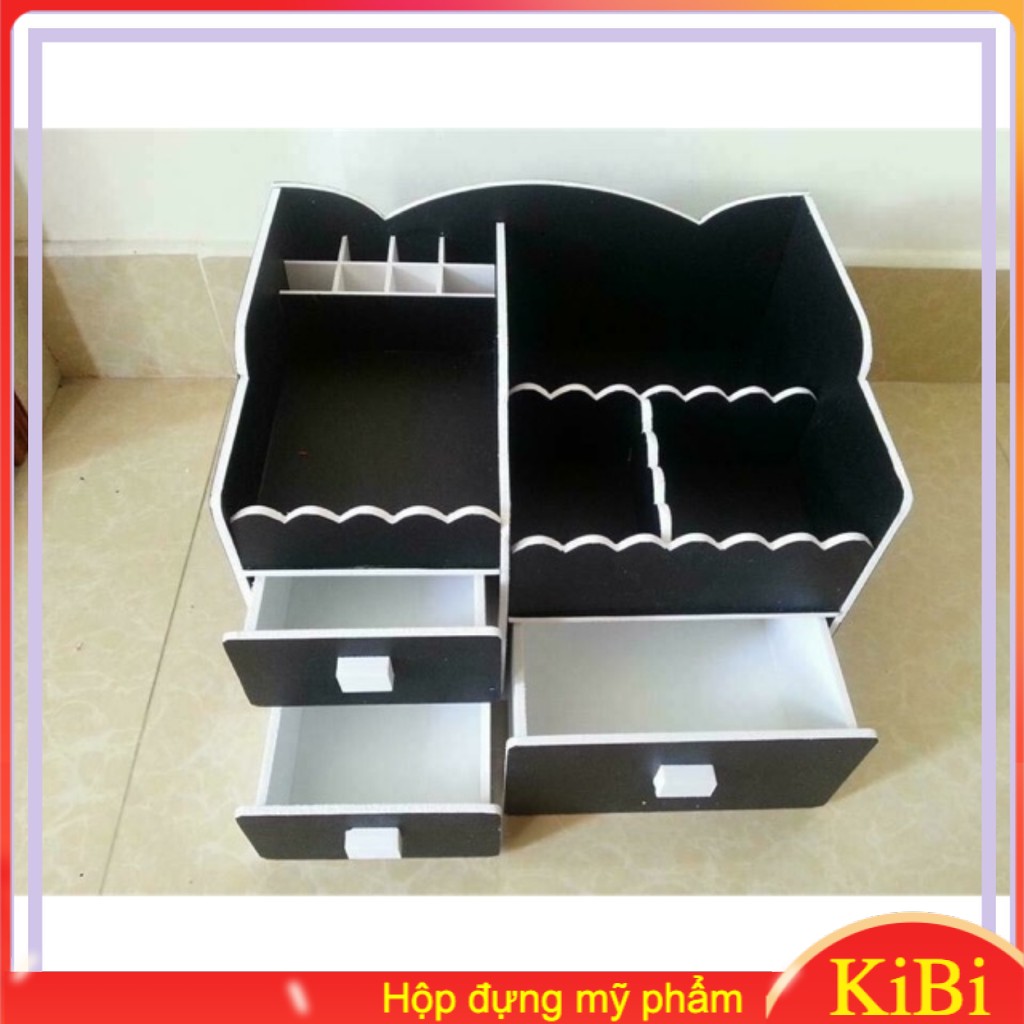 Kệ đựng mỹ phẩm 3 ngăn lượn sóng màu đen