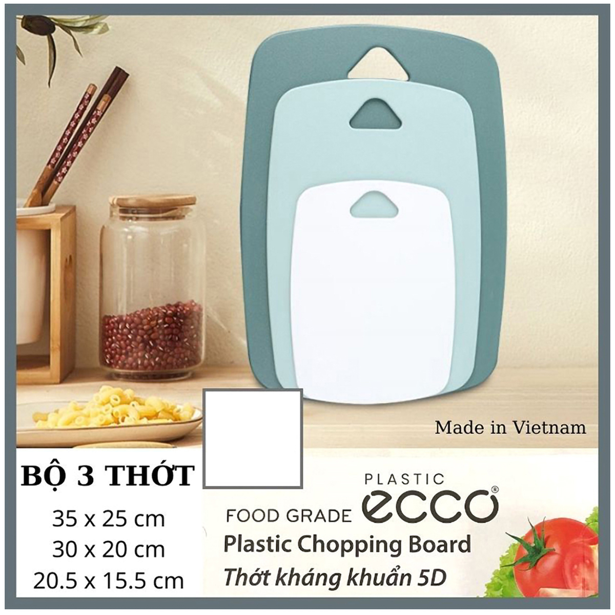 Bộ 3 cái thớt kháng khuẩn 5d ecco - việt nhật plastis