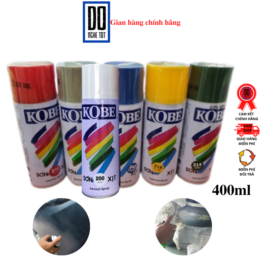 Sơn xịt kobe nhiều màu bình sơn 400ml màu đỏ màu đen màu vàng sơn xe trang trí bảo hành 1 tháng tại Đồ nghề tốt