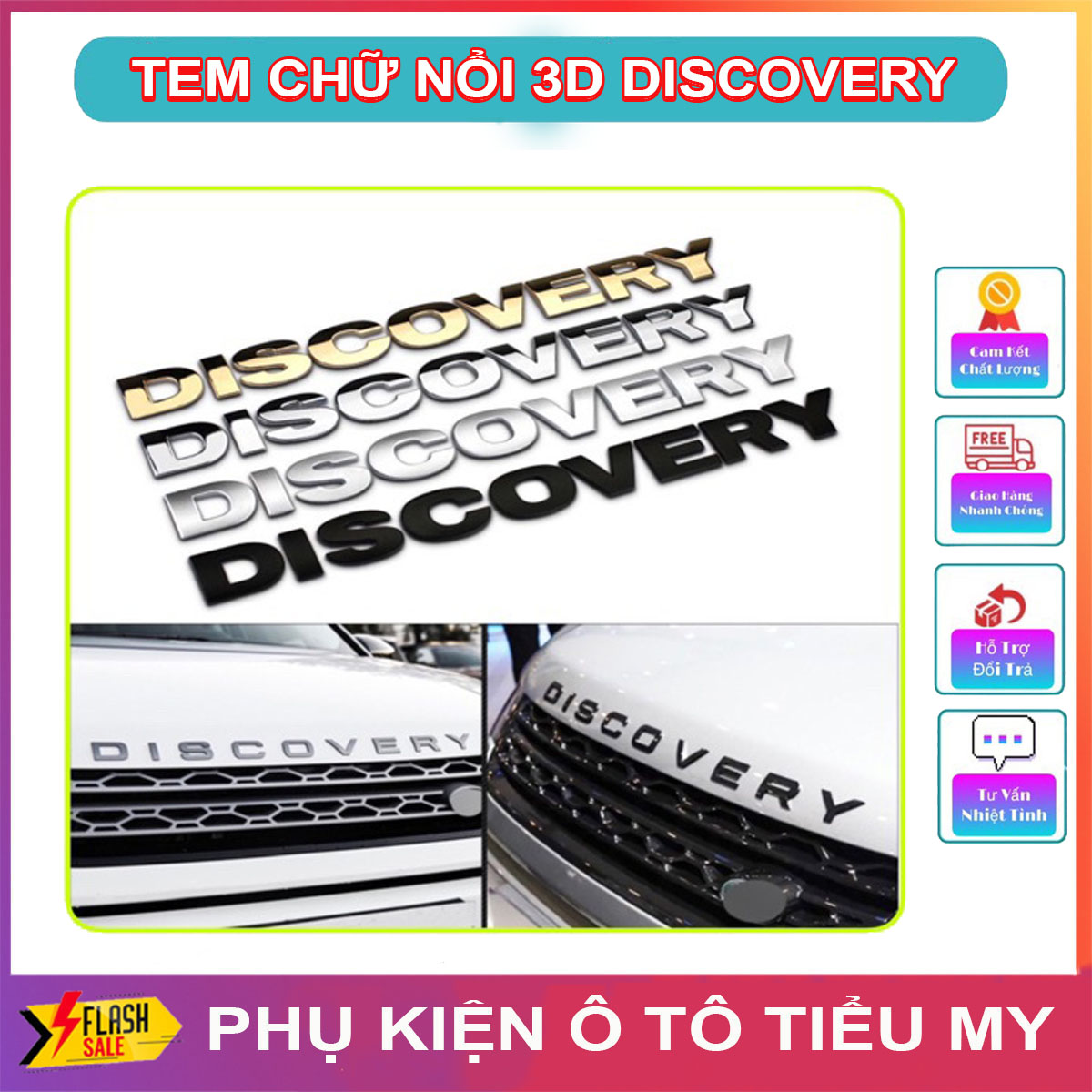 Tem dán chữ nổi discovery 3d - decal tem chữ 3d discovery được làm bằng chất liệu nhựa cao cấp