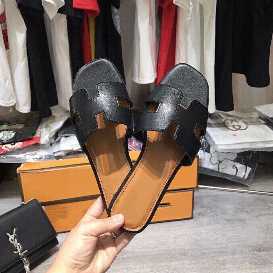 Dép lê hm da mềm, lót vàng siêu hot