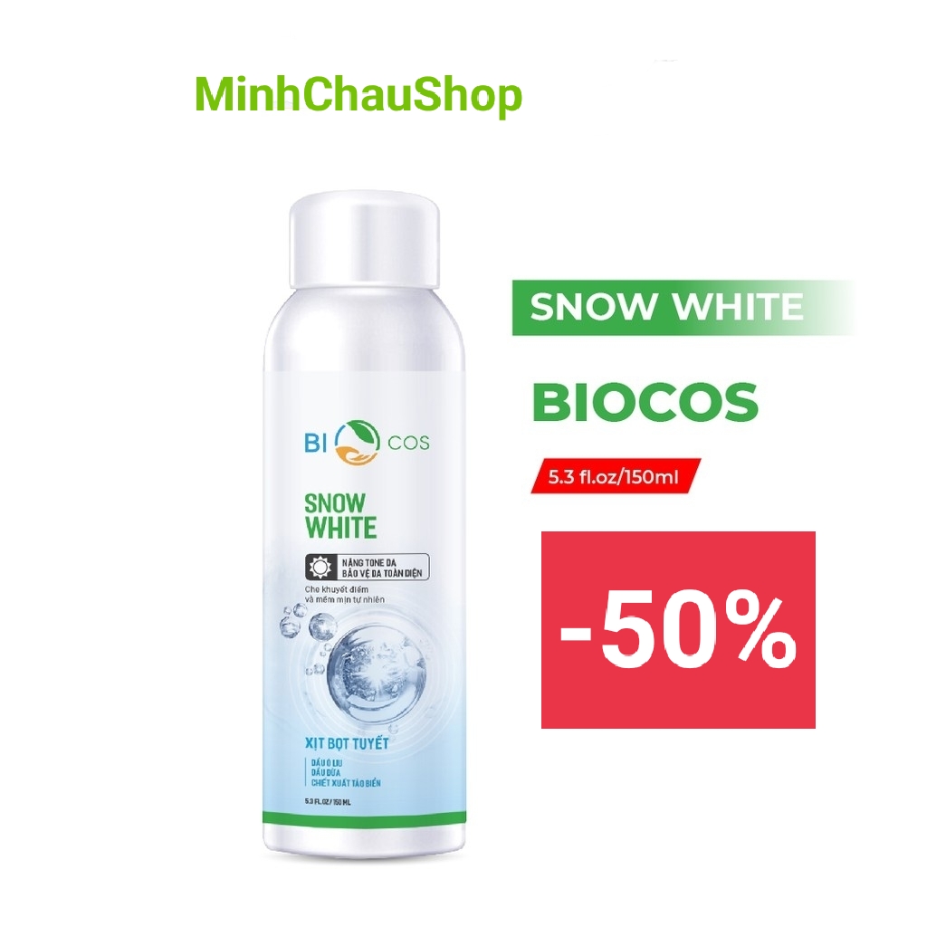 Xịt bọt lạnh chống nắng mẫu mới SPF45+/PA+++, dưỡng trắng da, không trôi dưới nước Biocos