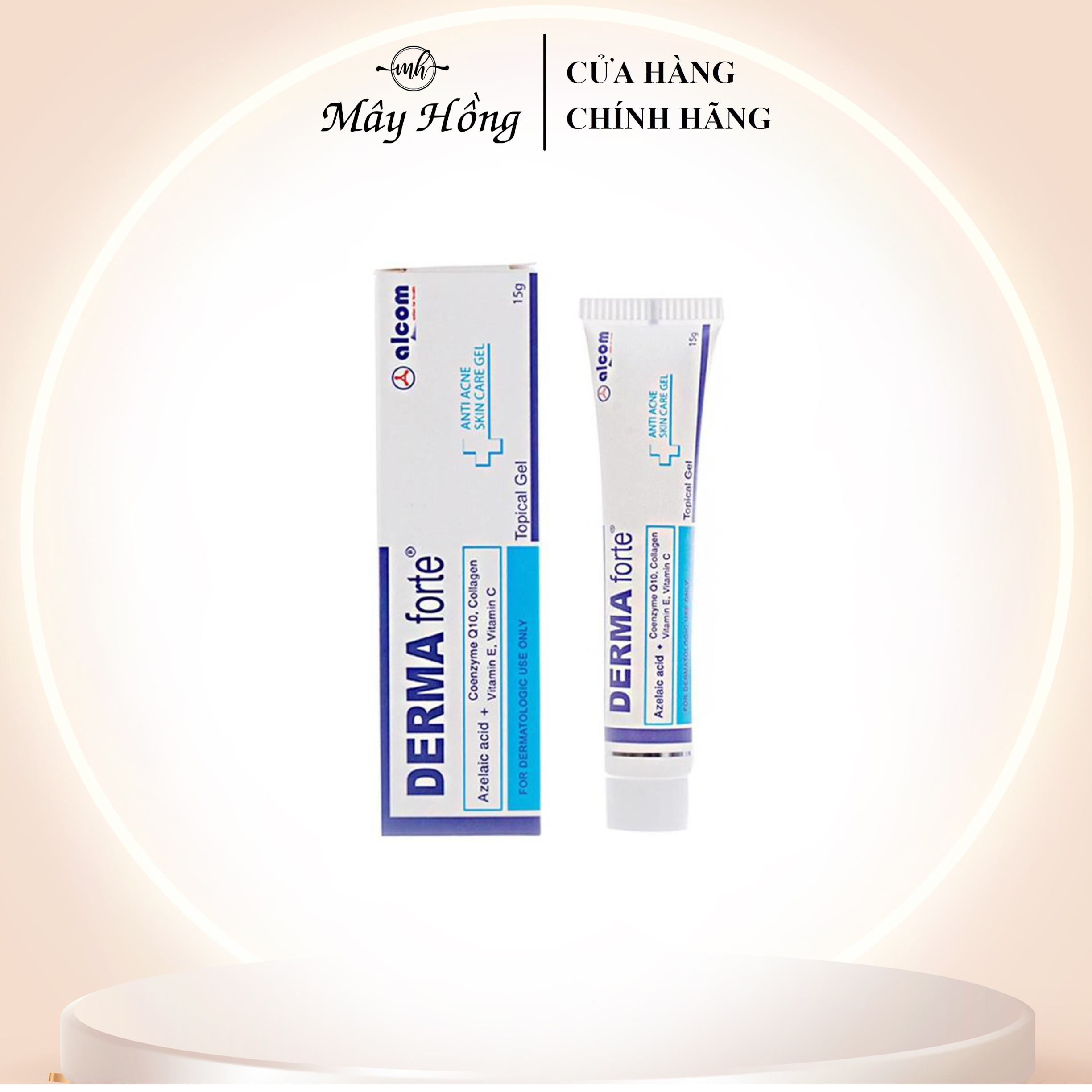 Kem mụn Derma forte - Gel giảm mụn giảm thâm DermaForte 15g Chính Hãng Gamma Chemicals Derma Fort chứa Azelaic Acid Q10 Vitamin E Vitamin C, Mỹ phẩm Mây Hồng MHTM