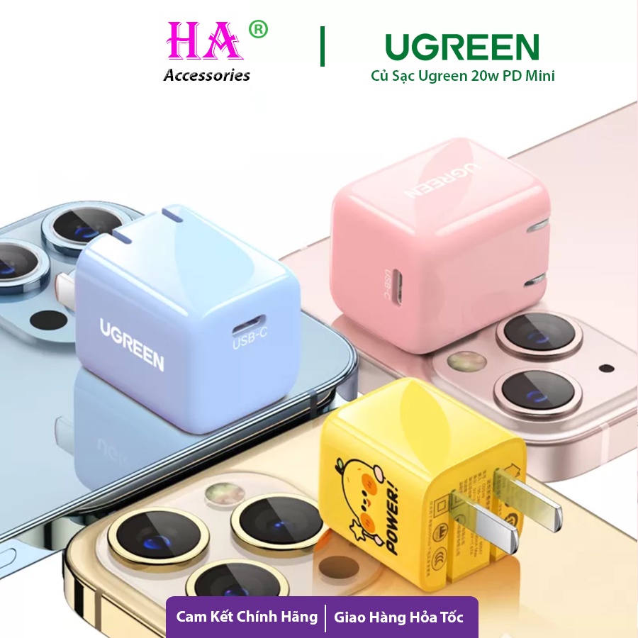 Cốc sạc mini nhanh pd 20w type c cho iphone ugreen cd249