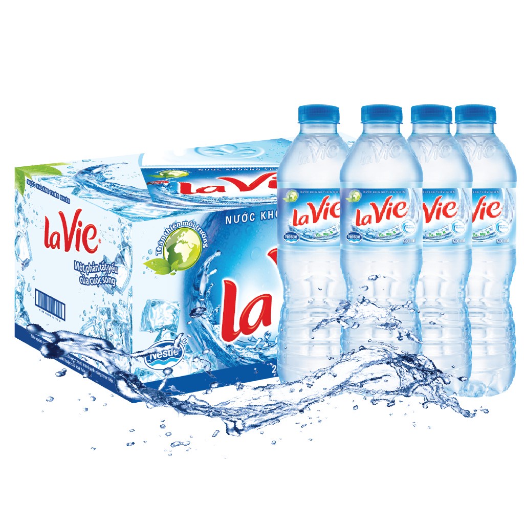 Thùng 24 chai nước suối Lavie tặng kèm 3 chai
