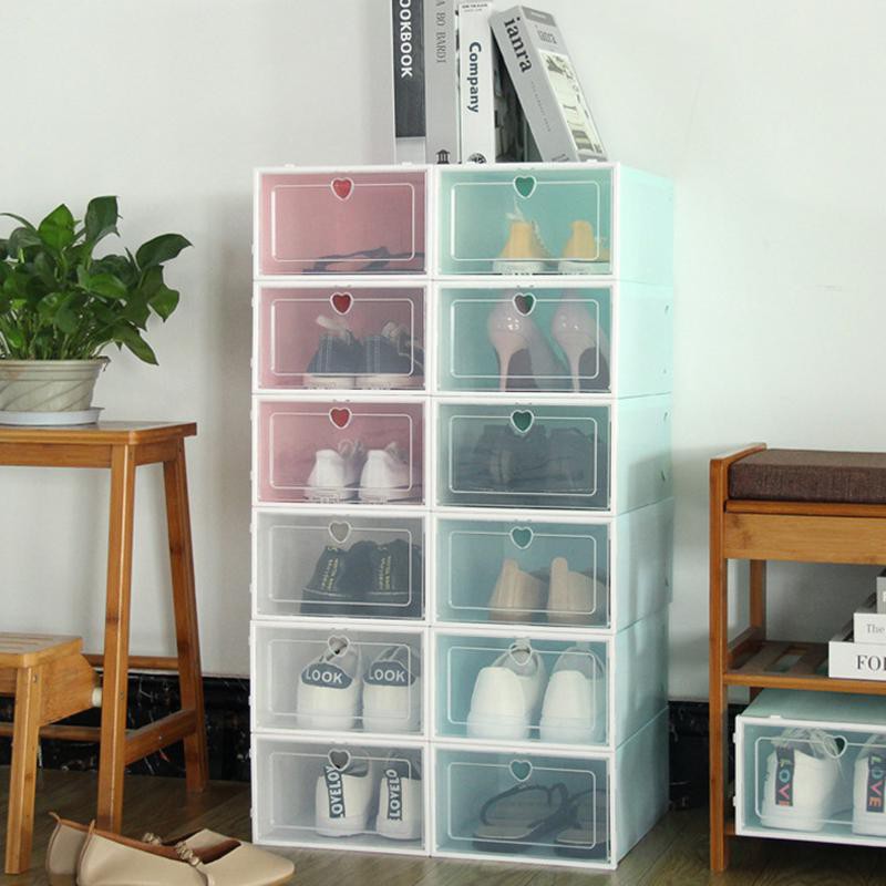 Hộp Đựng Giày Nắp Nhựa Cứng Cho Nam Nữ, Kệ Tủ Giày Dép Lắp Ghép Thông Minh, Tiện Lợi - GIÁ 1 HỘP