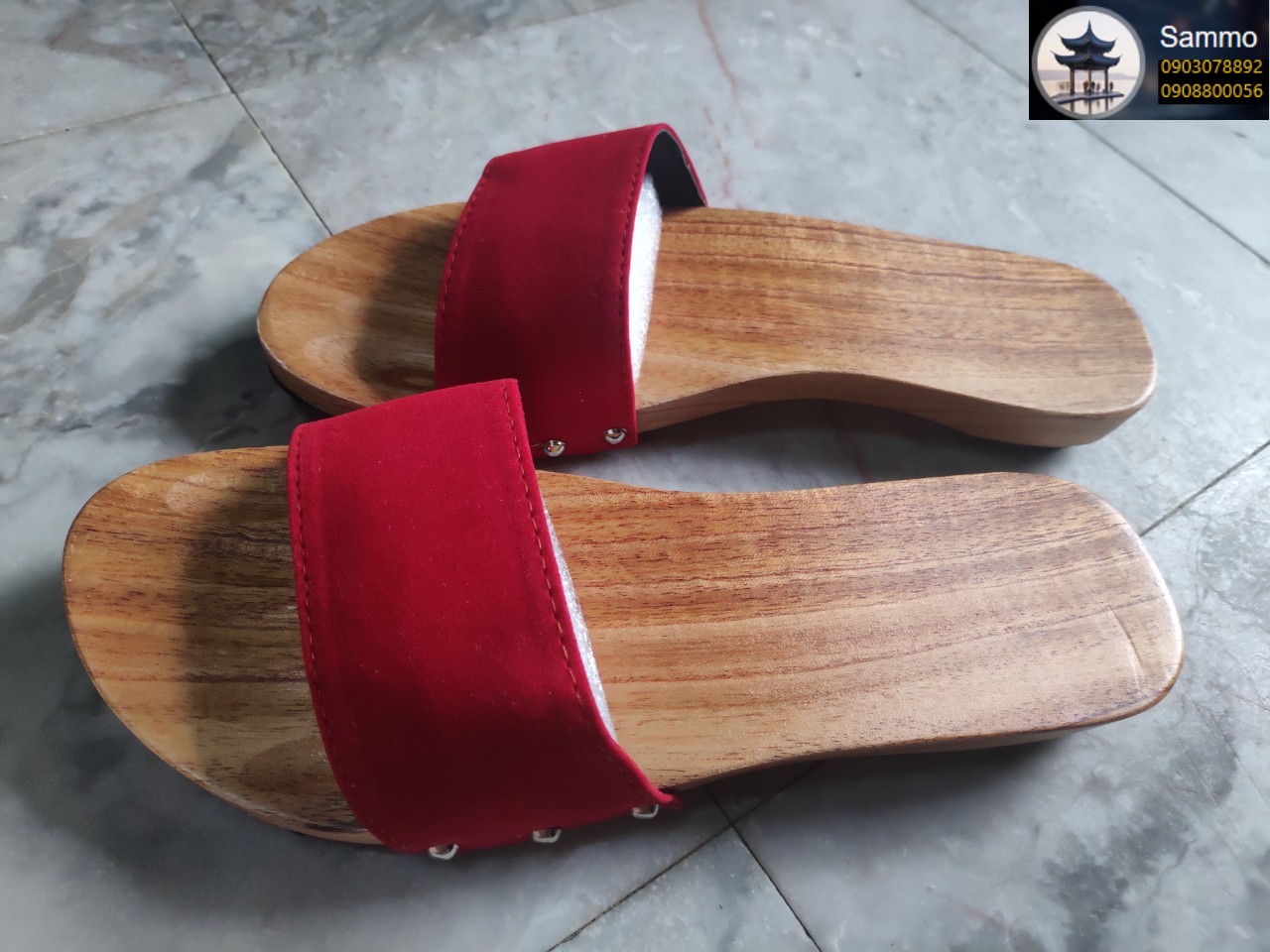Guốc gỗ guốc mộc quai nhung