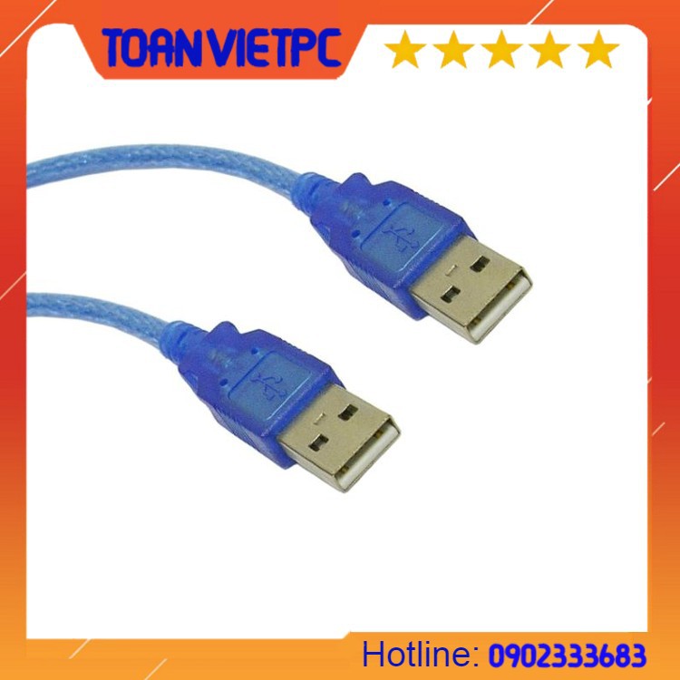 Dây cáp 2 đầu USB | Cáp USB 2 đầu đực chiều dài 30Cm(màu xanh)