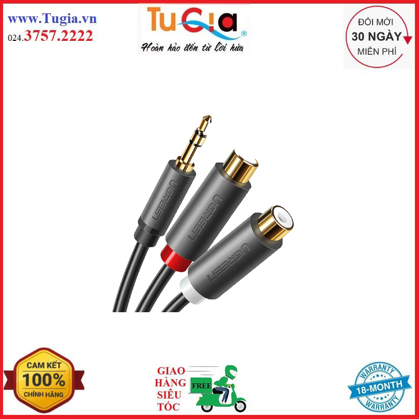 Cáp audio ugreen 10547 - chuyển jack 3,5mm sang 2 hoa sen -hàng chính hãng