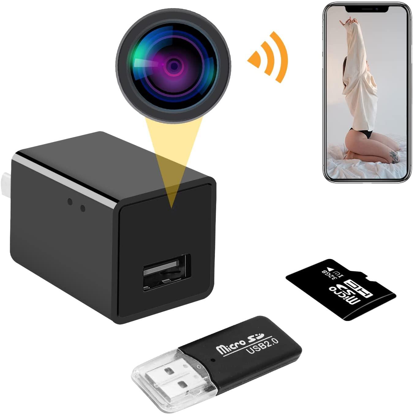 ZZOOI Camera Charger - Mini Camera HD 1080p Wireless WiFi Camera - with  Motion Detection - Remote App Control - Full HD Small USB Charger Camera  (with 32GB High-Speed Memory Card) 