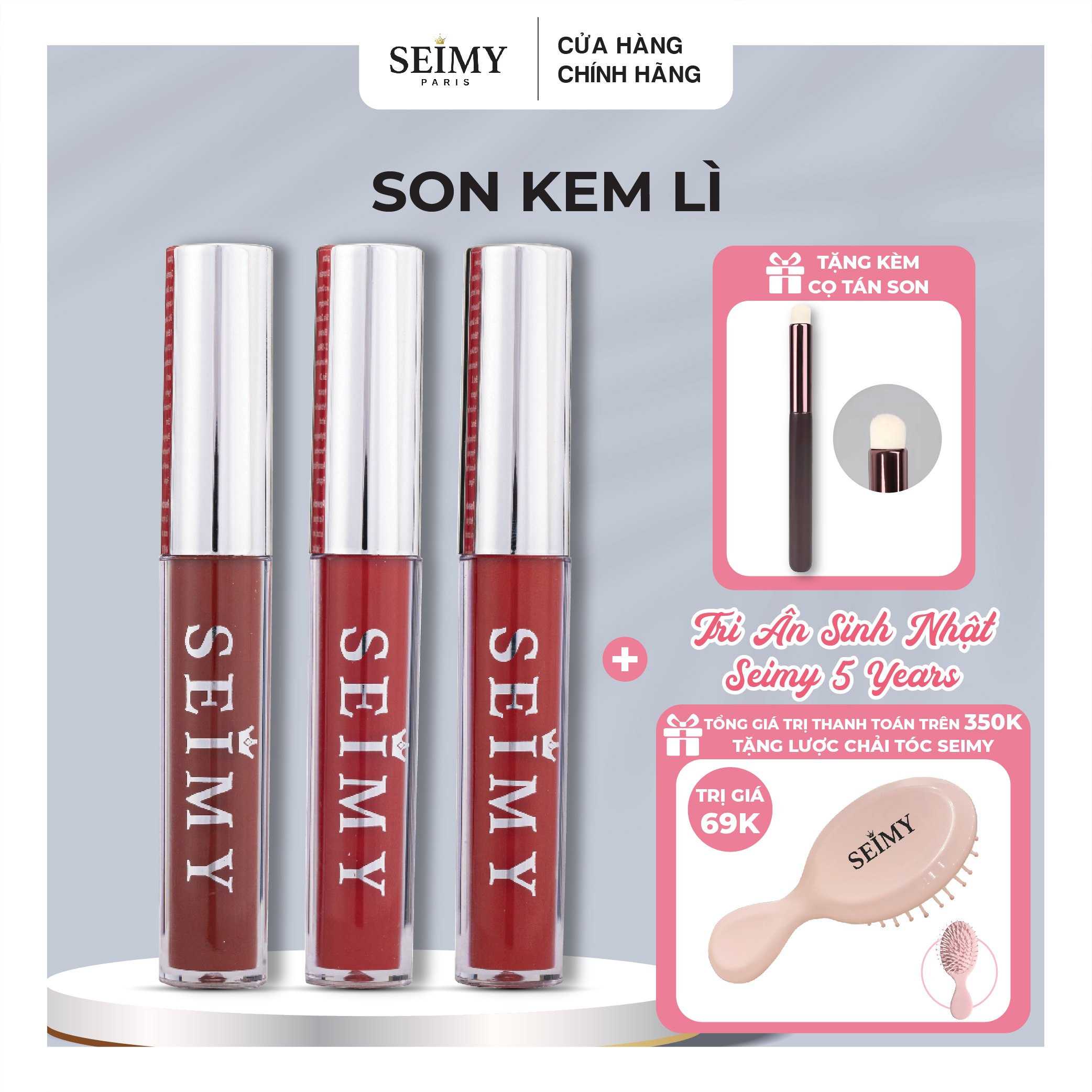 Son kem Seimy - Princess Lipstick Matte - Son lì kháng nước, không lem trôi , an toàn lành tính