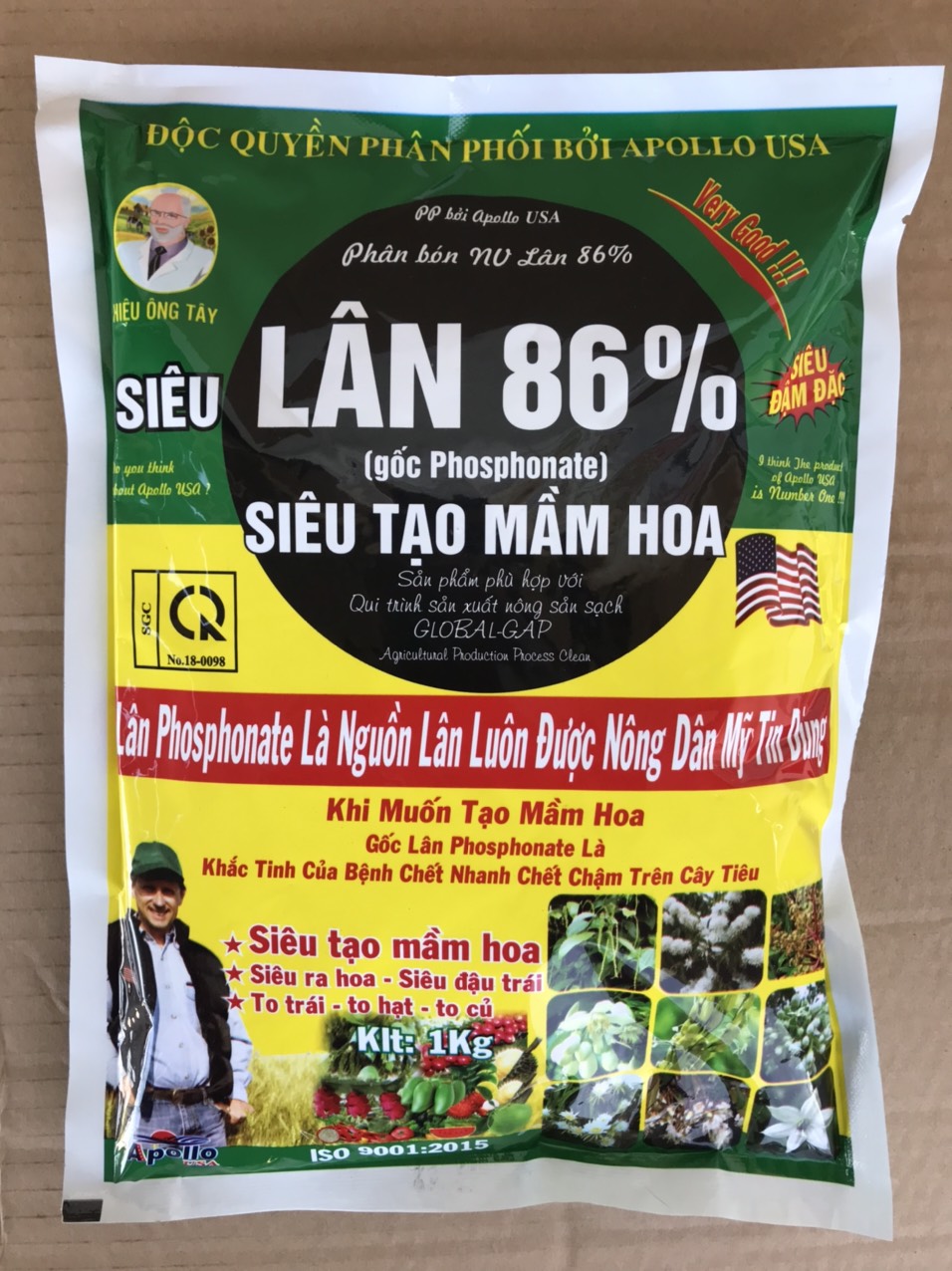 [FREESHIP+ QUÀ] Lân 86 Apollo 1kg hòa 1000 lít nước- Phân bón lá siêu tạo mầm hoa, to trái, to hạt, to củ, siêu ra hoa, đậu trái, đặc biệt có gốc phosphonate có khả năng phòng ngừa và chặn đứng chết nhanh chết chậm trên cây hồ tiêu