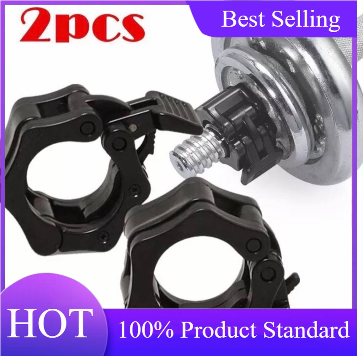 2 Cái Kẹp Cổ Thanh Tạ Bằng Nhựa Khóa Thanh Nâng Tạ, Vòng Khóa Nâng Tạ Tập Gym Tại Nhà Đường Kính Thanh 25Mm