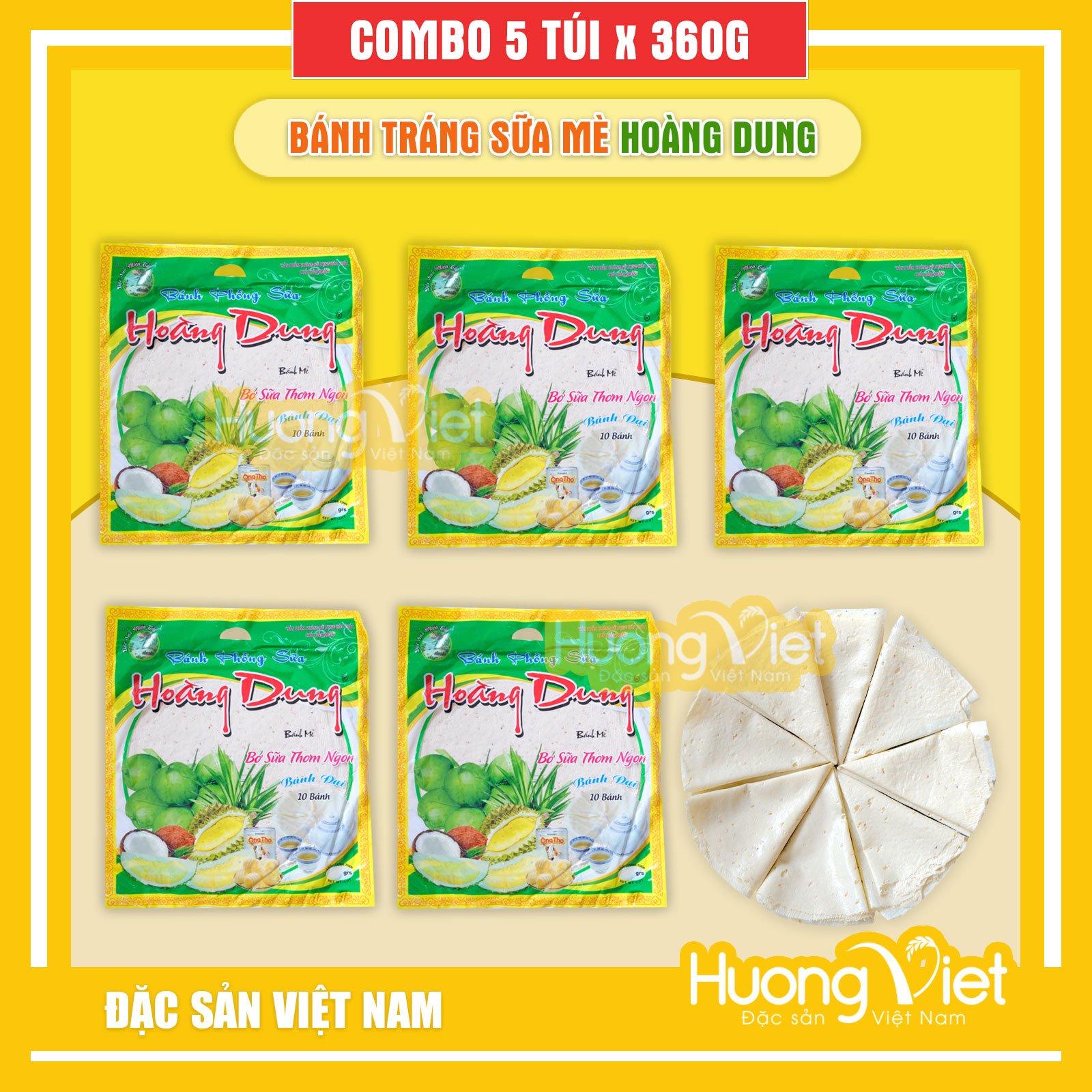 Combo 5 gói bánh tráng sữa Mè 300gr, bánh tráng sữa ăn liền, đặc sản Tiền Giang
