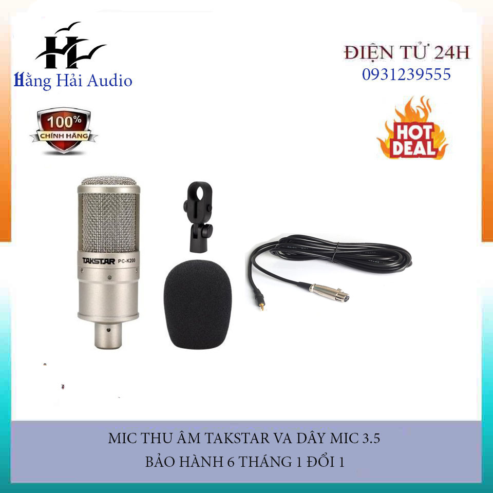 Mic thu âm takstar pc k200 + dây