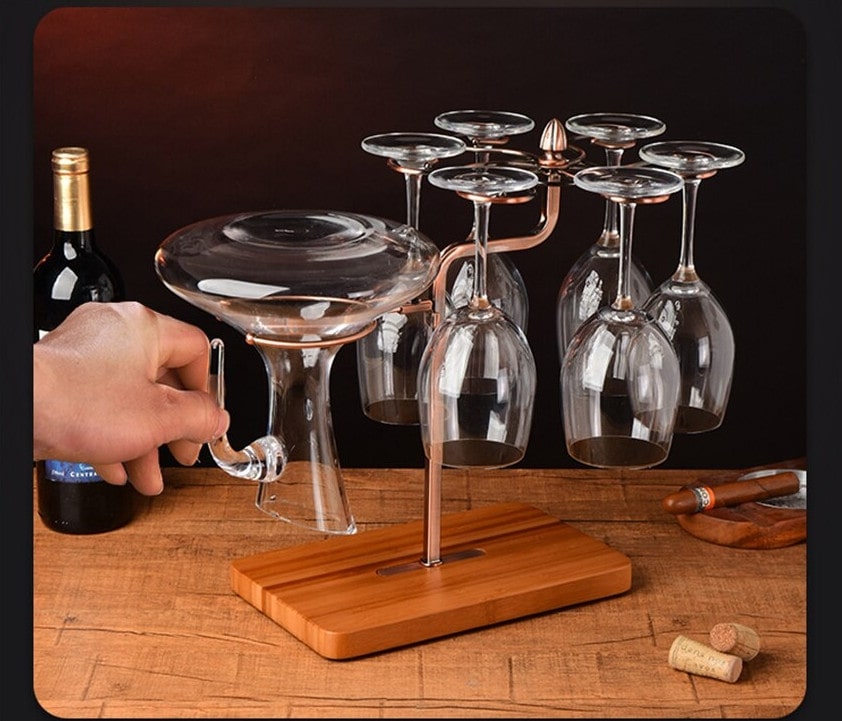 Giá treo ly vang và bình decanter lynhdecor loại 6 ly nt629