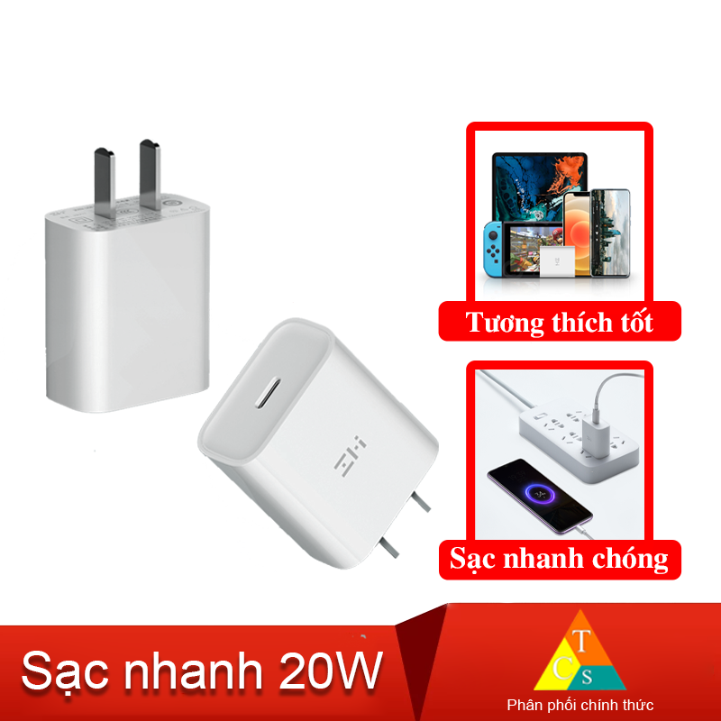 Củ sạc nhanh xiaomi zmi ha716 type c 20w pd3.0 chuyên cho iphone