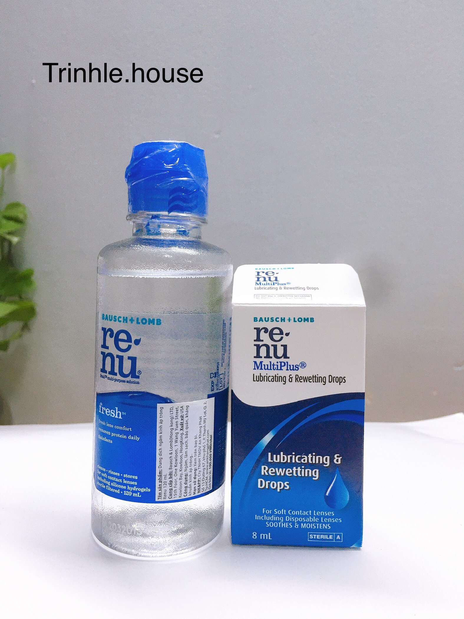Combo nước nhỏ mắt lens Renu Bausch + lomb 8ml + nước ngâm lens Renu 120ml- date 2024