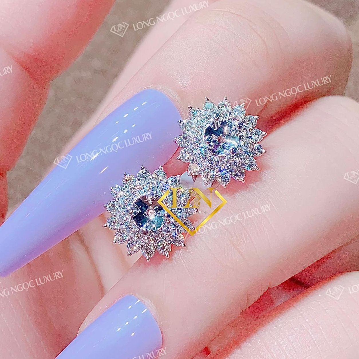 Hoa tai nữ, bông tai nữ bạc Ý cao cấp, hoa tai thời trang nữ xinh, bông tai mạ vàng 24k, bông tai kim cương Trang Sức Gado B103 - CAM KẾT KHÔNG ĐEN