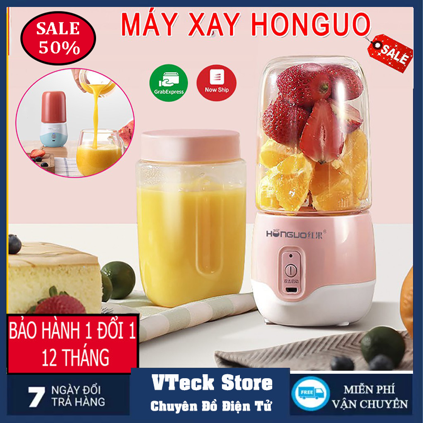 Máy xay sinh tố cầm tay sạc tích điện honguo 300ml, dung lượng pin 1200mah, bảo hành 6 tháng - máy xay sinh tố trái cây cầm tay cao cấp honguo sạc pin 300ml