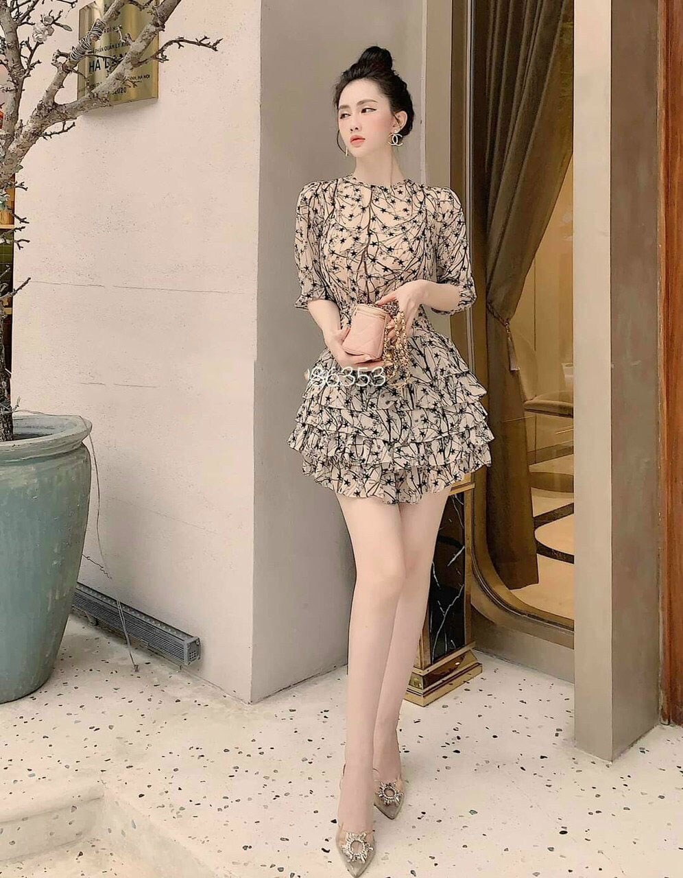 [HCM]ĐẦM NỮ XÒE XẾP TẦNG BÔNG SƯƠNG THỜI TRANG NỮ LINH LAN FASHION BS75