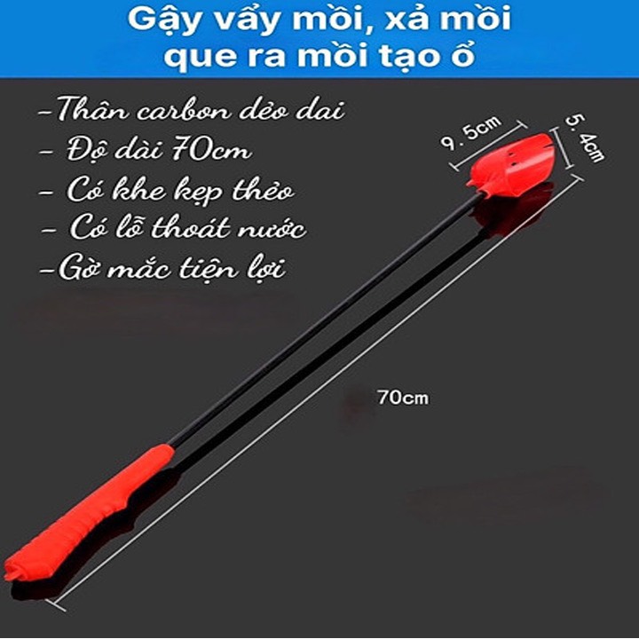 Gậy vẩy mồi - muỗng xả mồi câu đài, môi xả mồi - gậy vẩy trục màu đỏ