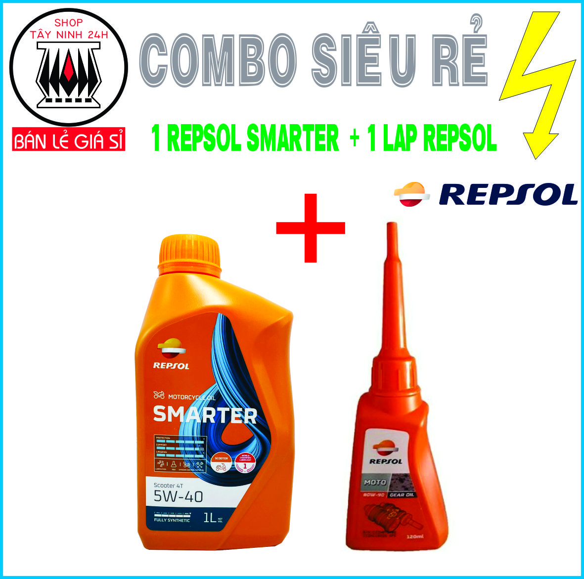 Combo nhớt repsol smarter + 1 lap repsol