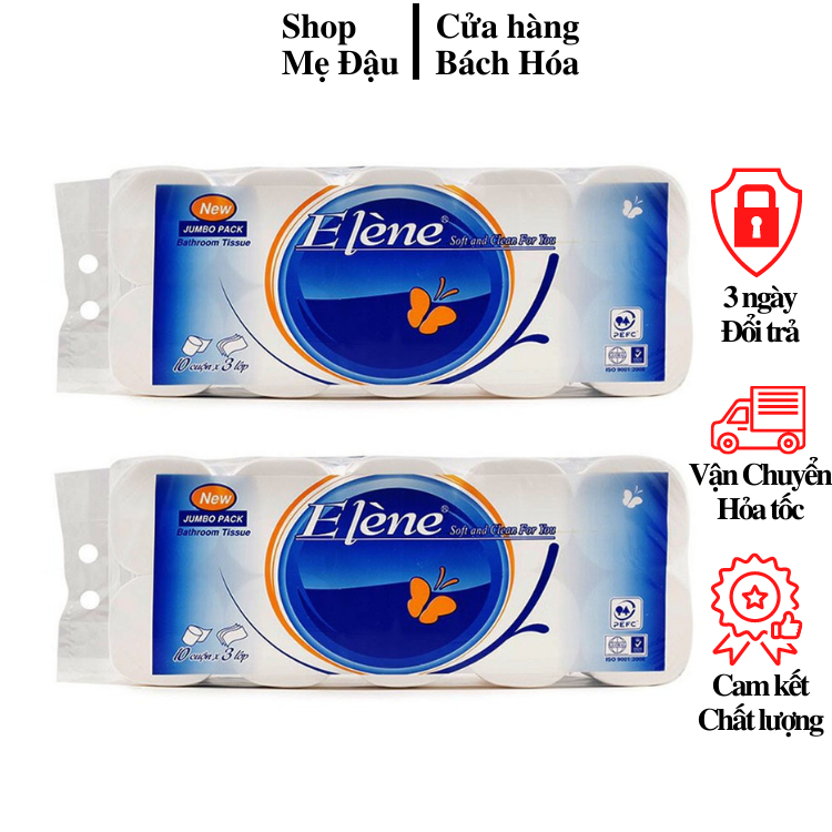 Combo 2 bịch giấy vệ sinh elene không lõi, giấy elene xanh 20 cuộn