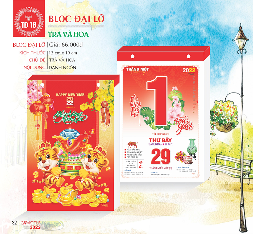 Lịch bloc đại lỡ 2022 - trà và hoa - tđ16