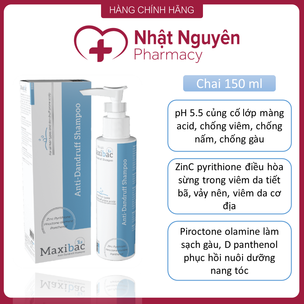 Dầu gội maxibac trị gàu ph 5.5 h 150ml