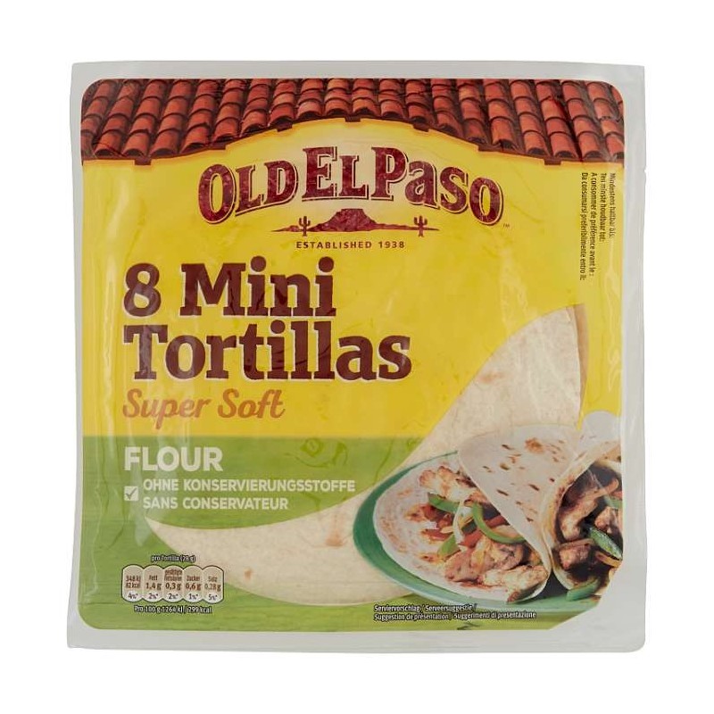 Vỏ bánh Tortilla Old EL Paso 8 Mini Flour Super Soft & Flexible