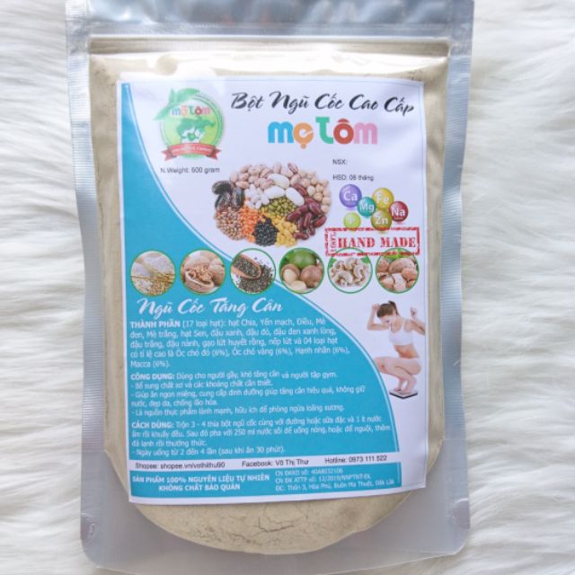 1Kg Ngũ Cốc Tăng Cân Mẹ Tôm 17 Loại Hạt Handmade