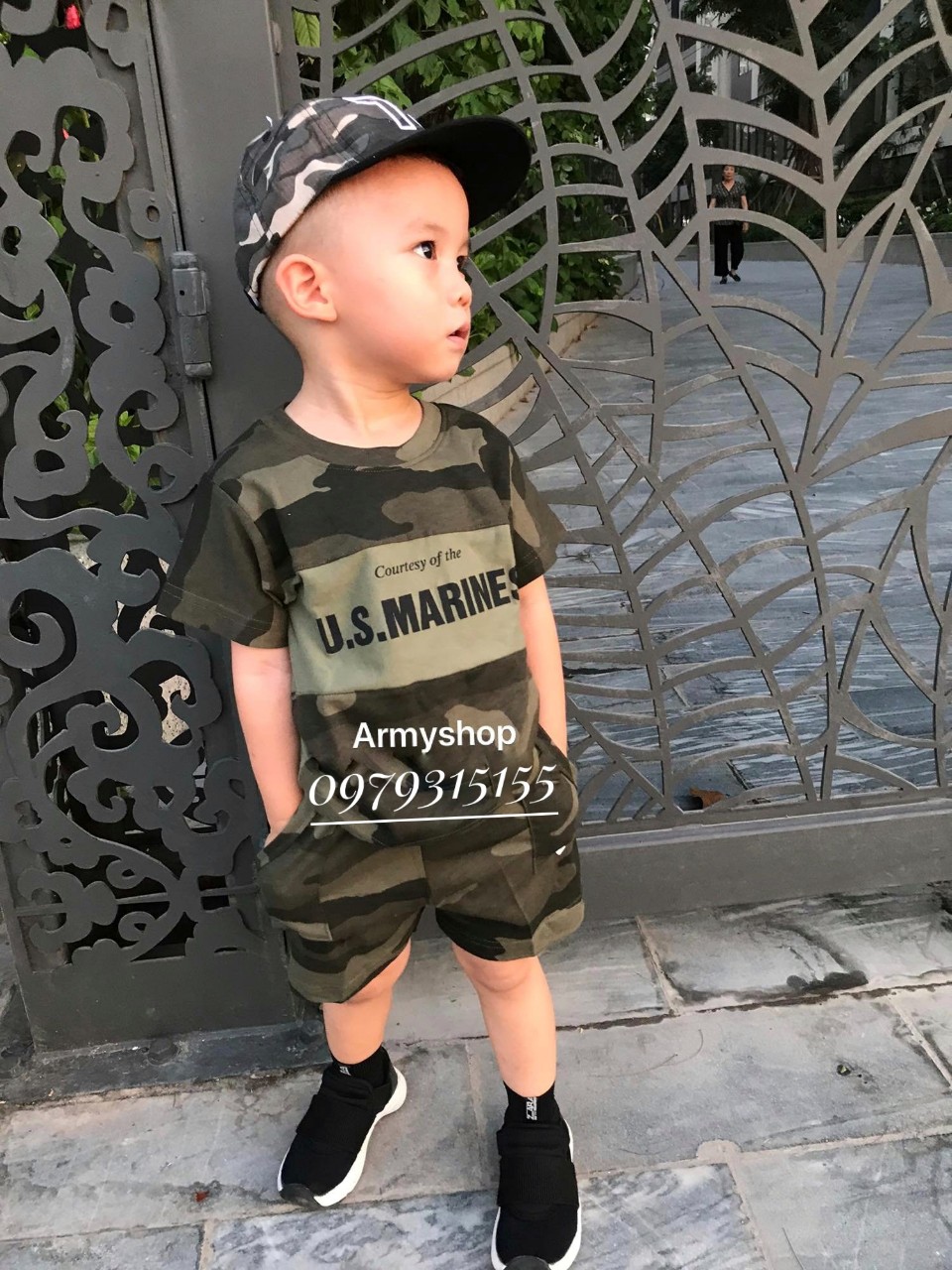 Bộ quần áo phông rằn ri trẻ em