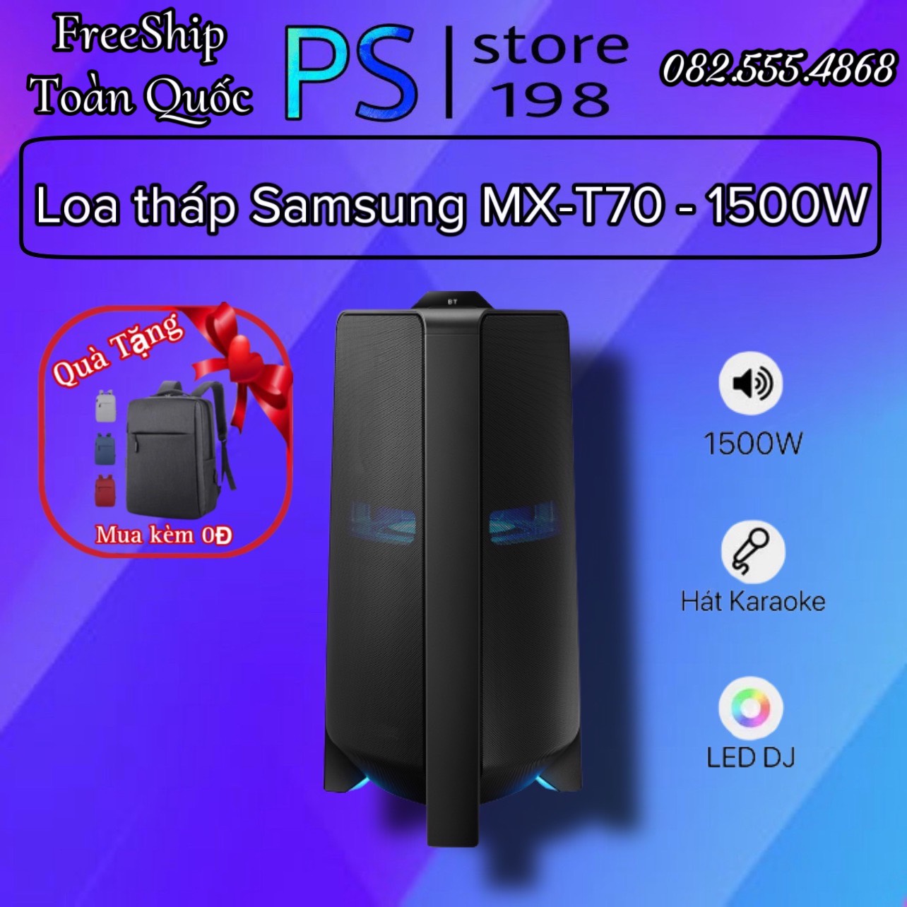 [freeship toàn quốc][Trả góp 0%]Loa Tháp  karaoke Samsung MX-T70/XV 1500W chính hãng