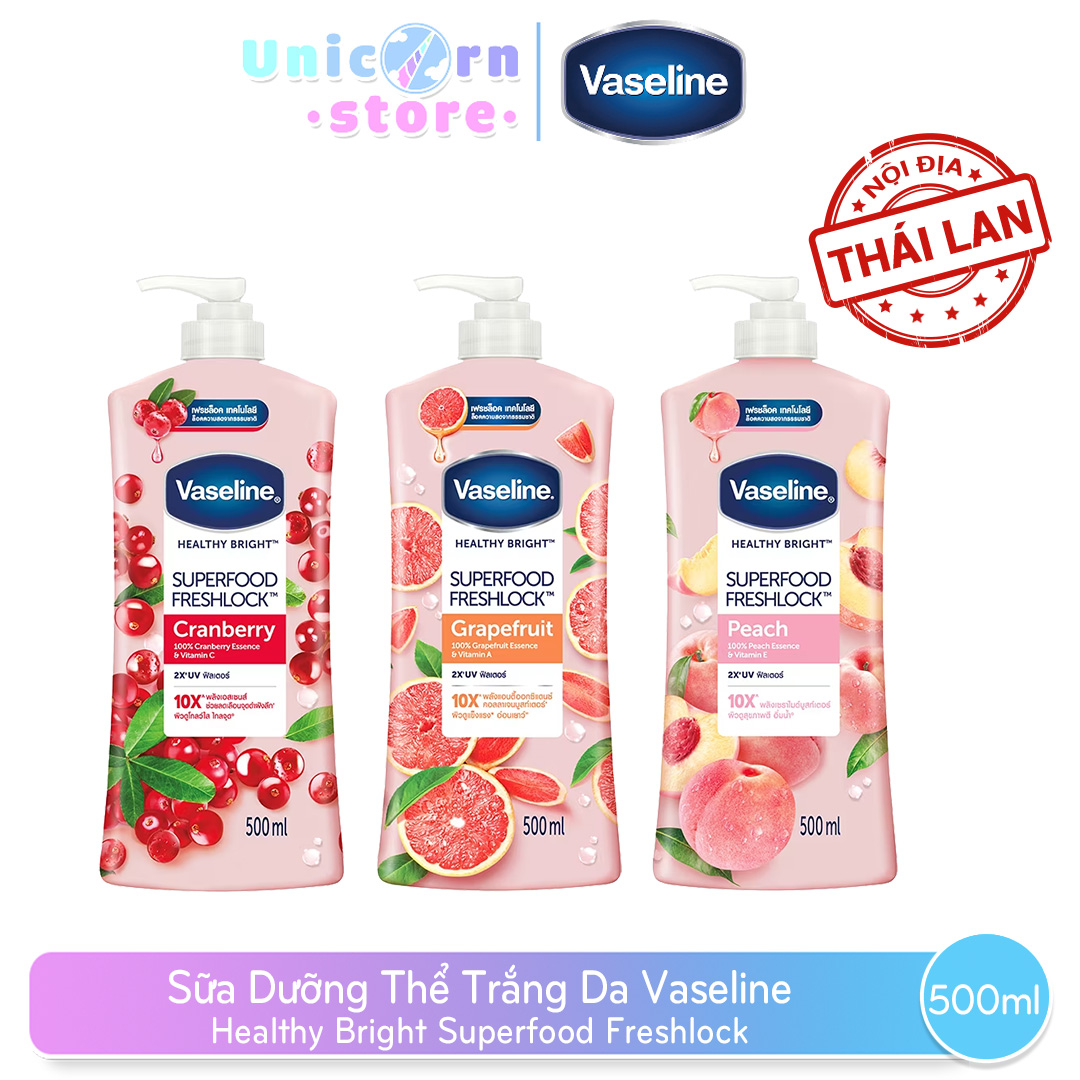 VASELINE Sữa Dưỡng Thể Chiết Xuất Từ Trái Cây Chống Dính (Đào, Dâu Tằm, Dâu Tây)