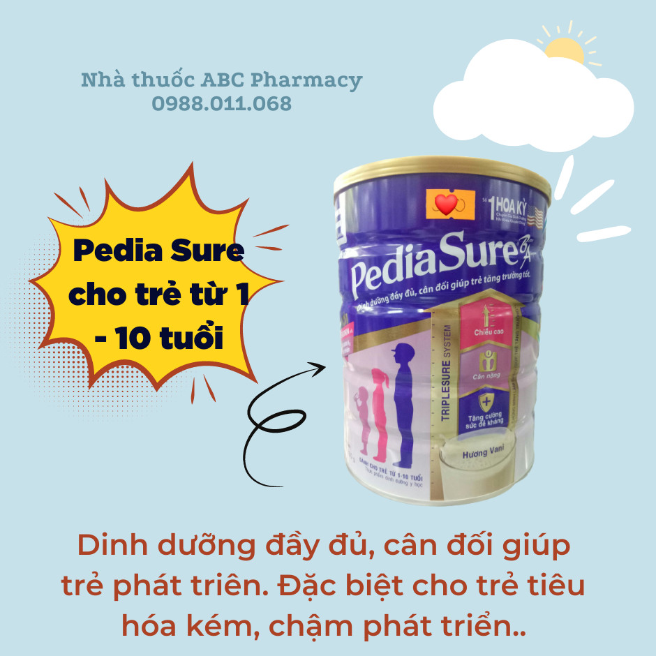 Sữa bột Pediasure 850g hương vani - Bé từ 1-10 tuổi Tiên's Pharmacy