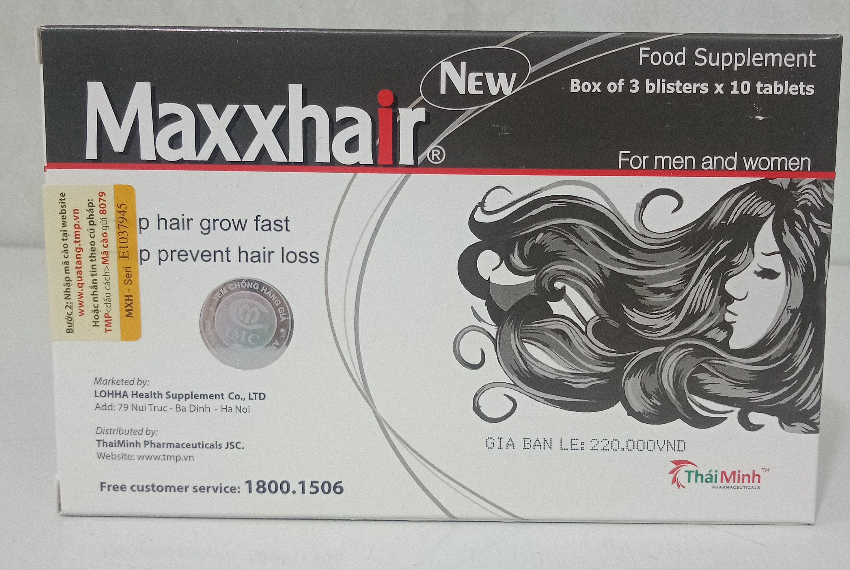 Thực phẩm bảo vệ sức khỏe MAXHAIR giúp mọc tóc nhanh, ngăn ngừa tóc gãy rụng ( hộp 30 viên