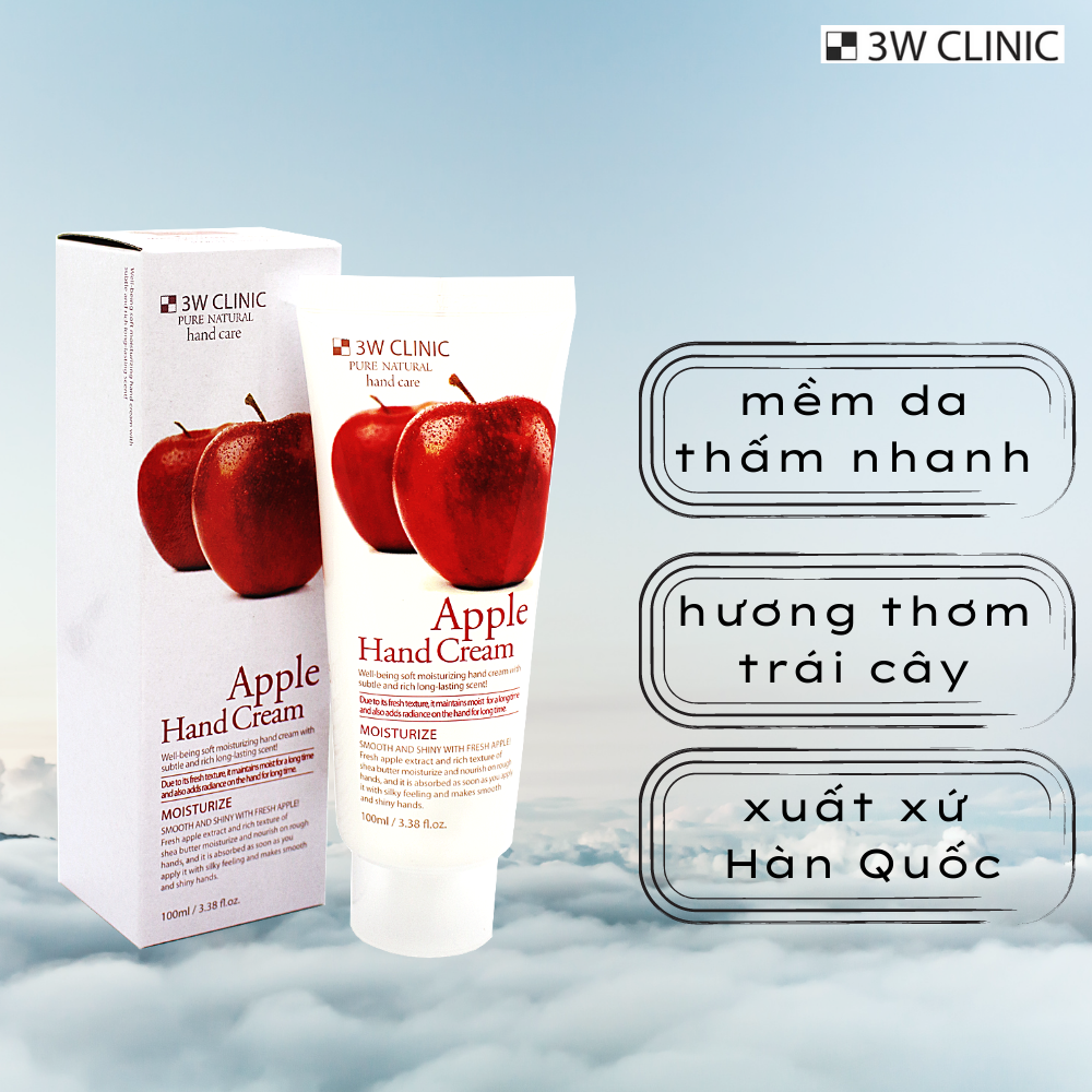 Kem dưỡng da tay hương táo 3W CLINIC Moisturizing Apple Hand Cream	100ml