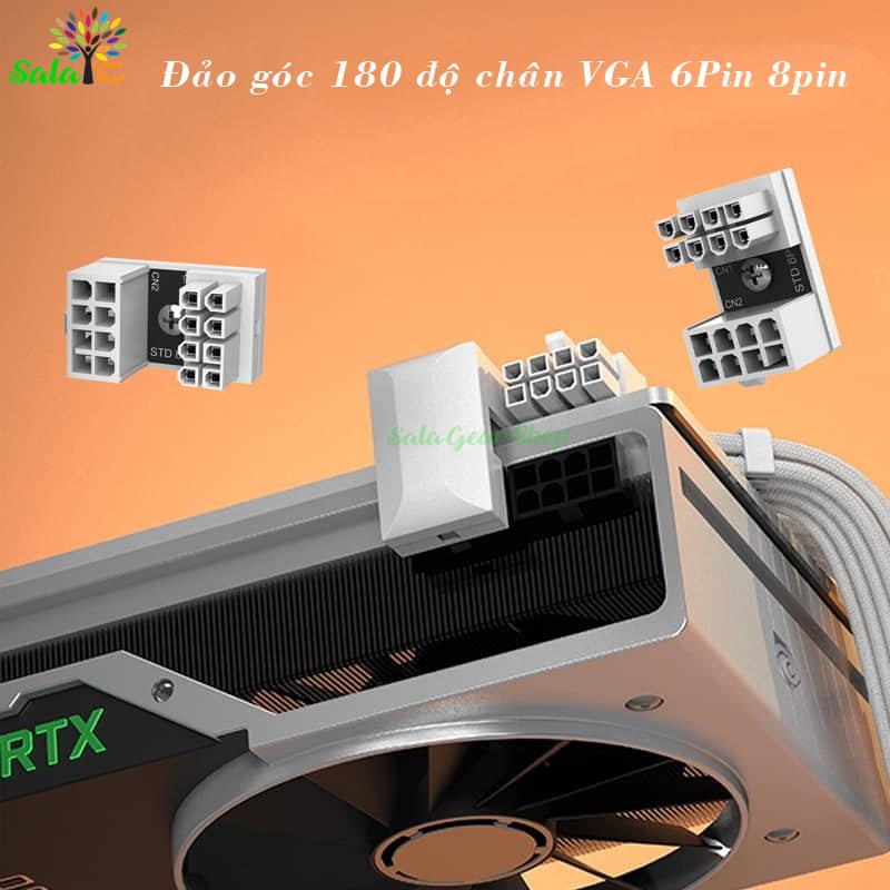 Đảo góc 180 độ cho chân vga 8pin màu trắng
