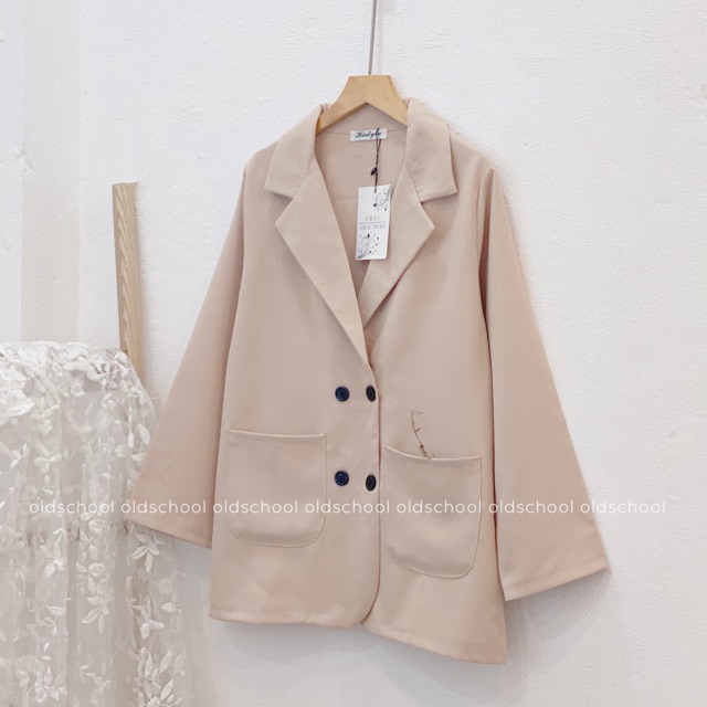 Áo blazer be nhạt 4 cúc
