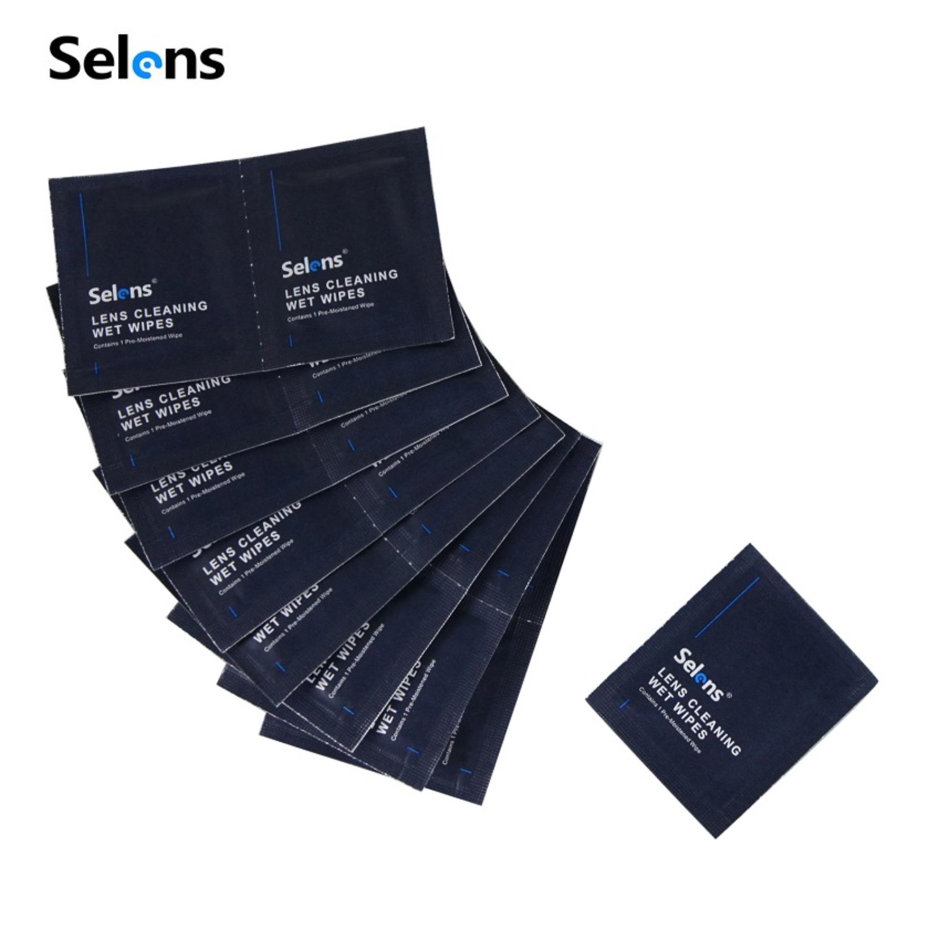 Selens 10 Chiếc Khăn Lau Làm Sạch Ống Kính Trước Ẩm, Ống Kính Màn Hình Kính Quang Học Cho Máy Ảnh