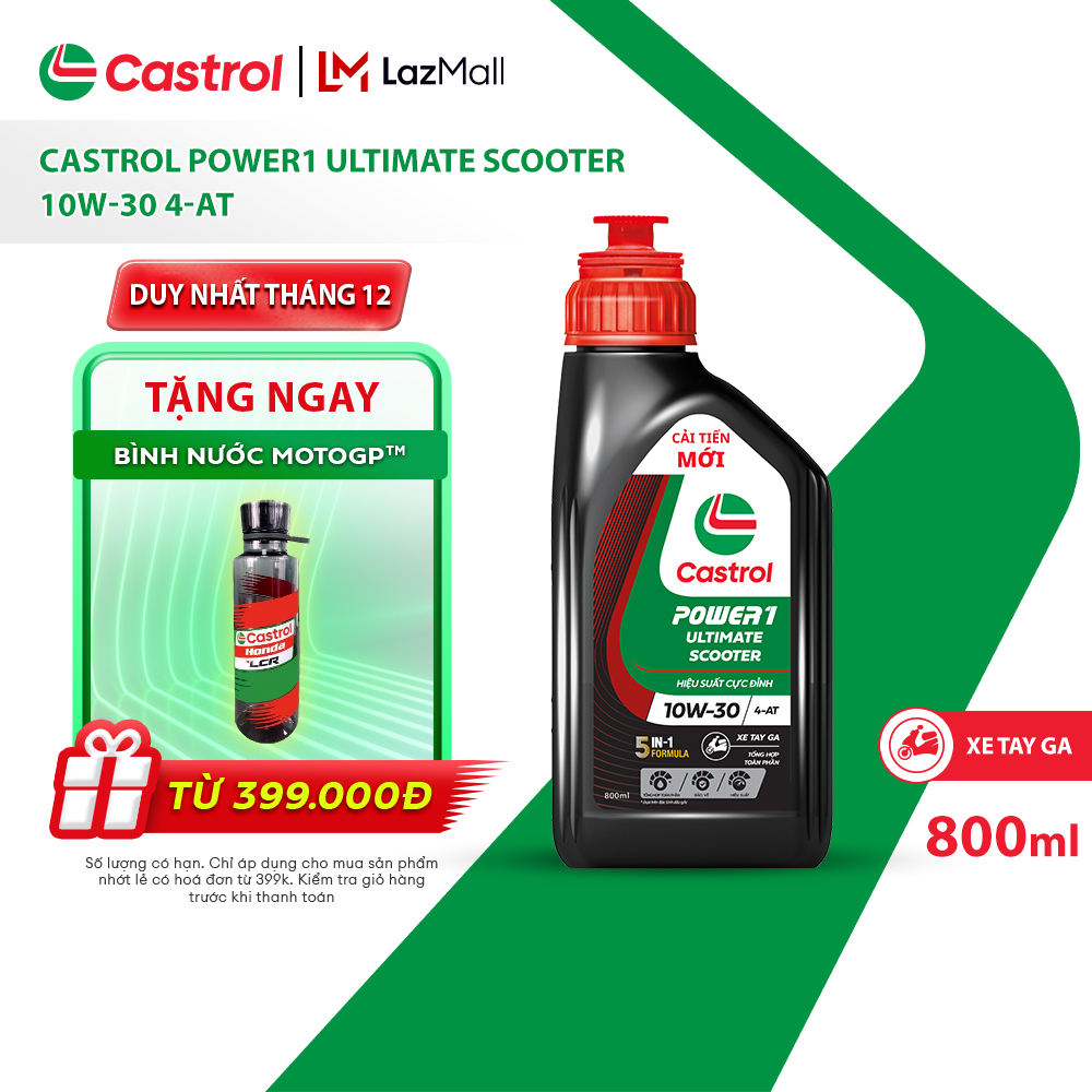 Dầu nhớt xe tay ga Castrol POWER1 ULTIMATE SCOOTER 10W-30 0.8L