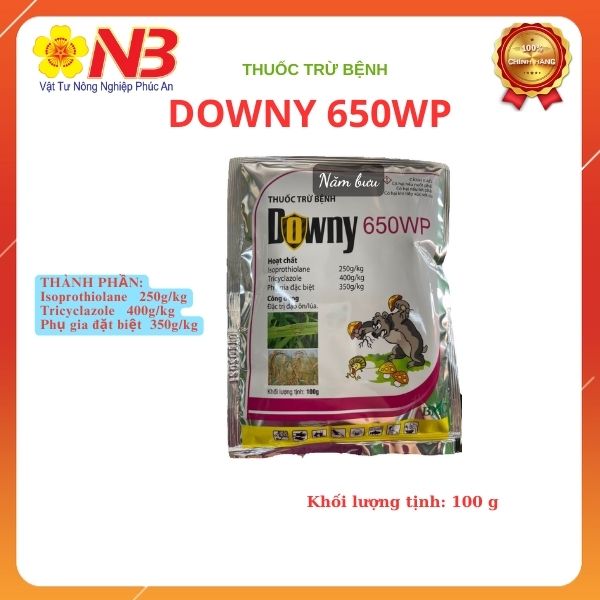 Thuốc trừ bệnh Downy 650WP- 100gr- Tricyclazole+Isoprothiolane- Đạo ôn lá, đạo ôn cổ bông- Năm Bưu
